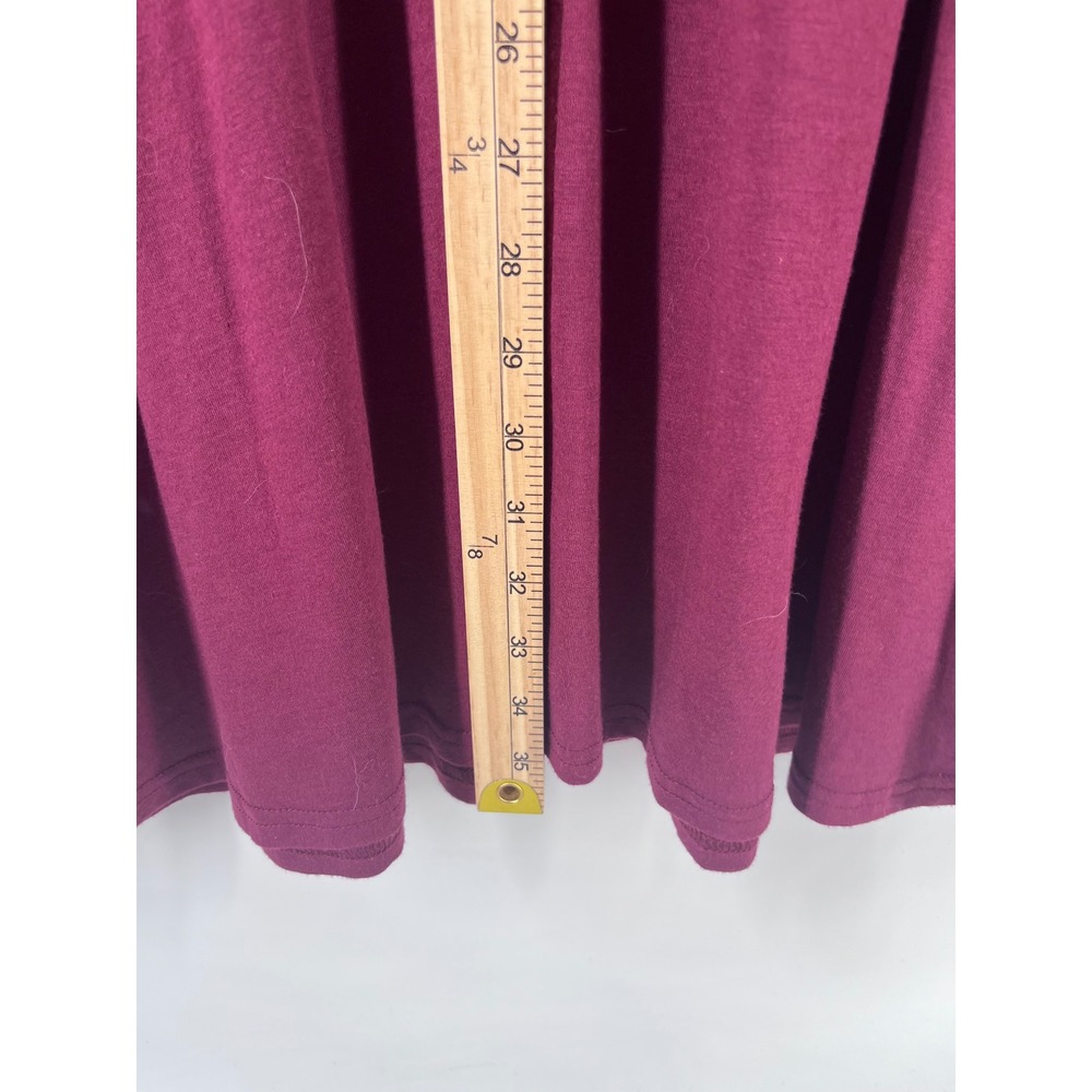 Womens Burgundy Long Sleeve Button Down Elastic Waist Mini Dress L Romantic Chic - Picture 4 of 5
